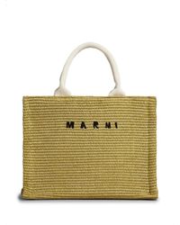 Marni - Woven Embroidered-logo Shopping Tote Bag - Lyst