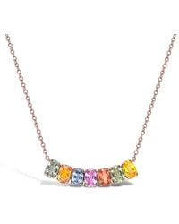 Pragnell - 18Kt Rose Fancy Sapphire Line Pendant Necklace - Lyst