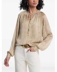 Michael Kors - Smocked Tie-Neck Blouse - Lyst