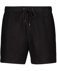 James Perse - Drawstring-Waist Linen Shorts - Lyst