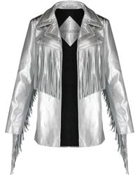 Dan Cassab - Laurel Fringe-Trim-Leather Jacket - Lyst