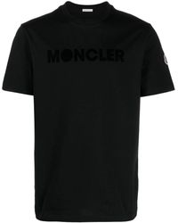 Moncler - Flocked Logo T-shirt Black - Lyst