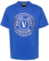 Versace - T-Shirt mit gummiertem Logo - Lyst