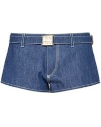 Miu Miu - Jeans-Shorts mit Gürtel - Lyst