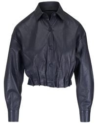 ODEEH - Pleated Leather Jacket - Lyst