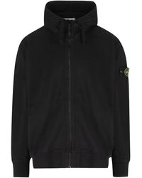 Stone Island - Zip-Up Hoodie With Logo Appliqué - Lyst