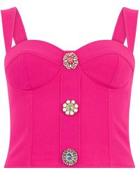 Moschino - Crystal-Embellished Sweetheart-Neck Top - Lyst