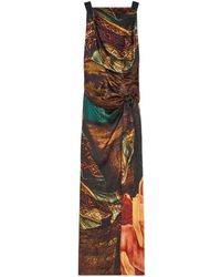 Dries Van Noten - Long Draped Satin Dress - Lyst