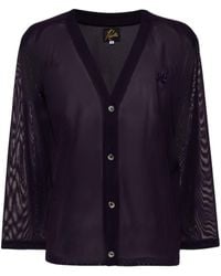 Needles - Butterfly-embroidered Sheer Cardigan - Lyst