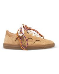 Santha - Love Park Cutout-Details Lace-Up Suede Sneakers - Lyst