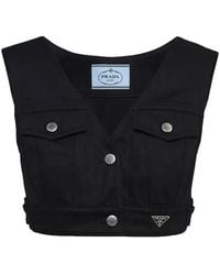 Prada - Black Stretch Denim Top - Lyst