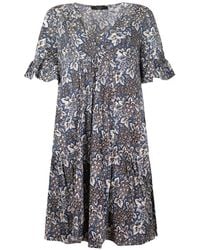 Weekend by Maxmara - Floral-Print Tiered Cotton Midi Dress - Lyst