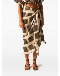 JBQ - Pearl Square-Print Wrap Midi Skirt - Lyst