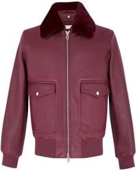 Fursac - Veste En Cuir À Col Lainé - Lyst