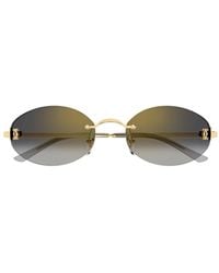 Cartier - Logo-Detail Round-Frame Sunglasses - Lyst