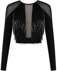 Gemy Maalouf - Fringe-Detail Mesh-Panel Top - Lyst
