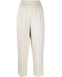 Brunello Cucinelli - Elasticated-waist Cropped Trousers - Lyst