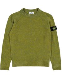 Stone Island - Pull Ample En Chenille De Coton Mouliné À Manches Raglan Et Col Rond - Lyst