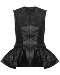ROTATE BIRGER CHRISTENSEN - Peplum Leather Top - Lyst