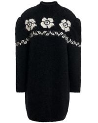 Essentiel Antwerp - Kara Floral-Jacquard Long-Sleeved Knitted Mini Dress - Lyst