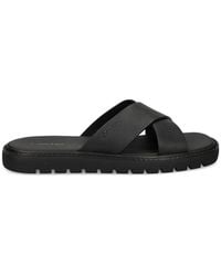 Calvin Klein - Cross-Strap Leather Sandals - Lyst