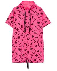 Moschino - Logo-Print Hooded Mini Dress - Lyst