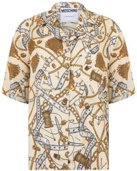 Moschino - Graphic-Print Short-Sleeve Silk Shirt - Lyst