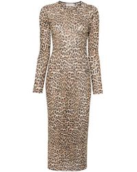 Blumarine - Leopard-Print Knit Midi Dress - Lyst