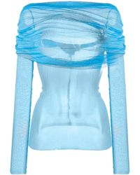 Christopher Esber - Veiled Off-Shoulder Silk Top - Lyst