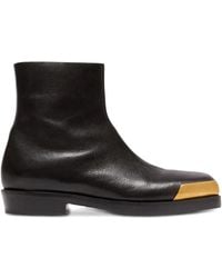 Balmain - Leather Square Toe Boots - Lyst