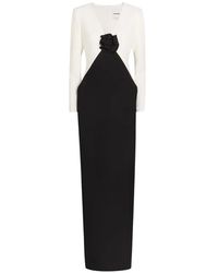 Roland Mouret - Floral Appliqué V-Neck Dress - Lyst