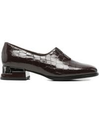 Linda Baumann - Croc-Effect Block-Heel Loafers - Lyst