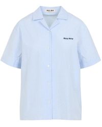 Miu Miu - Gingham-Check Logo-Embroidered Shirt - Lyst