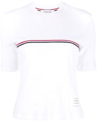 Thom Browne - Rwb Stripe Ribbed T-shirt - Lyst