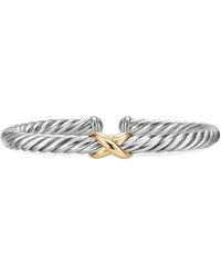 David Yurman - Sterling/14K Cable Flex X Bracelet - Lyst