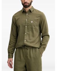 Guess - Logo-Patch Button-Down Shirt - Lyst