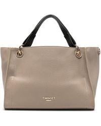 Twinset - Sac Cabas Grainé À Plaque Logo - Lyst
