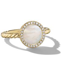 David Yurman - 18kt Yellow Gold Petite Elements Mother-of-pearl And Diamond Ring - Lyst
