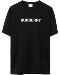 Burberry - Harriston Merkprint Katoenjersey T-shirt Zwart - Lyst
