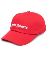 Palm Angels - Cappello Da Baseball Rosso Con Logo Bianco Fronte e Retro - Lyst