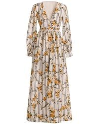 Agua Bendita - Frambuesa Valle Embroidered Linen Maxi Dress - Lyst