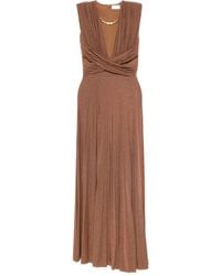 Elisabetta Franchi - Geplooide Maxi-Jurk Met Gekruiste Hals - Lyst