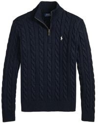 Polo Ralph Lauren - Cable-Knit Quarter-Zip Sweater - Lyst