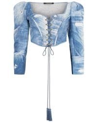Roberto Cavalli - Patchwork-Effect Corset Top - Lyst