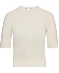 Oscar de la Renta - Short-Sleeve Wool Sweater - Lyst
