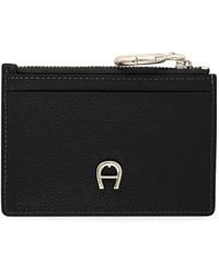 Aigner - Zita Logo-Plaque Grained-Leather Card Holder - Lyst