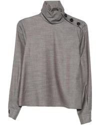 Patrizia Pepe - Button-Detail High-Neck Blouse - Lyst