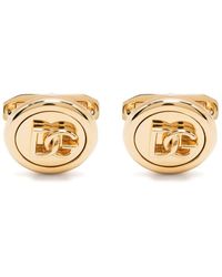 Heren Accessoires voor voor Manchetknopen voor Dolce & Gabbana Satijn 18kt Geelgouden Manchetknopen in het Metallic voor heren 