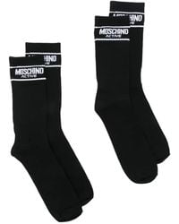 Moschino - Lot De Deux Paires De Chaussettes En Maille Côtelée À Logo Intarsia - Lyst