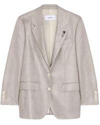 Lardini - Ivory Single-Breasted Gabardine Blazer - Lyst
